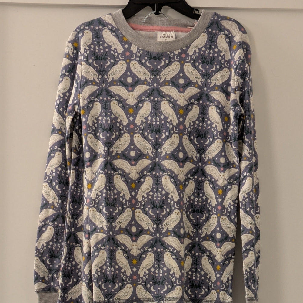 Snug Glow-In-The-Dark Pajamas Ash Blue Owls Girls NWT Size 8